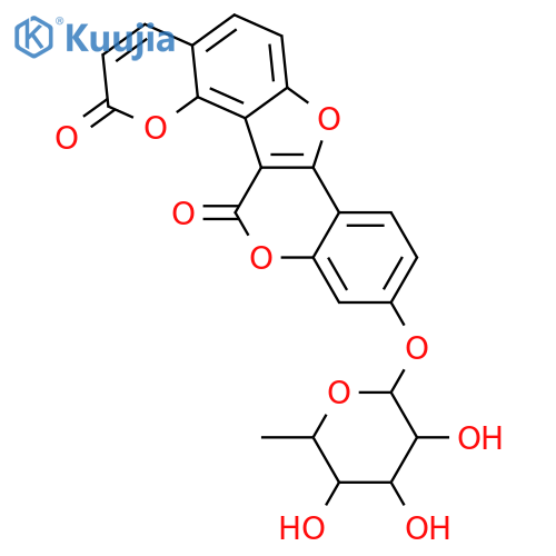 2H,13H-Furo[3,2-c:5,4-h']bis[1]benzopyran-2,13-dione, 10-[(6-deoxy-α-L-mannopyranosyl)oxy]- (9CI) structure