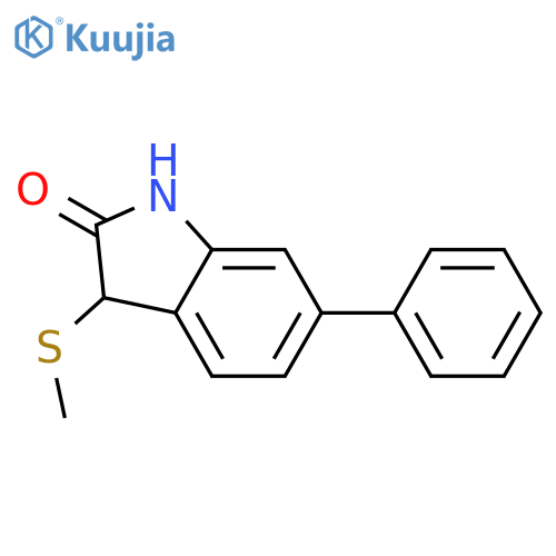 2H-INDOL-2-ONE, 1,3-DIHYDRO-3-(METHYLTHIO)-6-PHENYL- structure