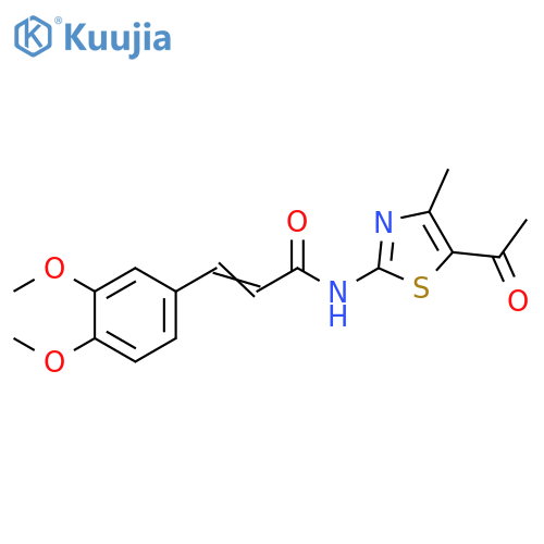 (2E)-N-(5-acetyl-4-methyl-1,3-thiazol-2-yl)-3-(3,4-dimethoxyphenyl)prop-2-enamide structure