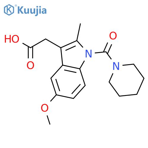 1H-INDOLE-3-ACETIC ACID, 5-METHOXY-2-METHYL-1-(1-PIPERIDINYLCARBONYL)- structure