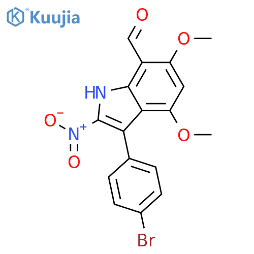 1H-INDOLE-7-CARBOXALDEHYDE, 3-(4-BROMOPHENYL)-4,6-DIMETHOXY-2-NITRO- structure