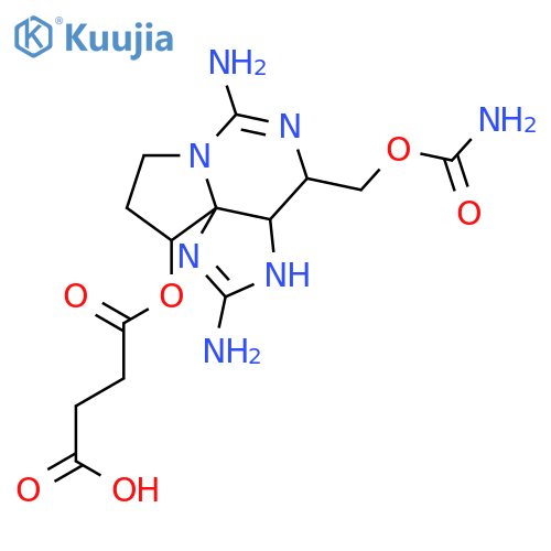 4-({(3aS,4R,10R)-2,6-diamino-4-[(carbamoyloxy)methyl]-3a,4,9,10-tetrahydro-3H,8H-pyrrolo[1,2-c]purin-10-yl}oxy)-4-oxobutanoic acid structure
