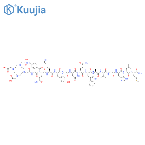L-Methioninamide,N-[[4,7,10-tris(carboxymethyl)-1,4,7,10-tetraazacyclododec-1-yl]acetyl]glycyl-4-aminobenzoyl-L-glutaminyl-L-lysyl-L-tyrosylglycyl-L-asparaginyl-L-glutaminyl-L-tryptophyl-L-alanyl-L-valylglycyl-L-histidyl-L-leucyl- structure