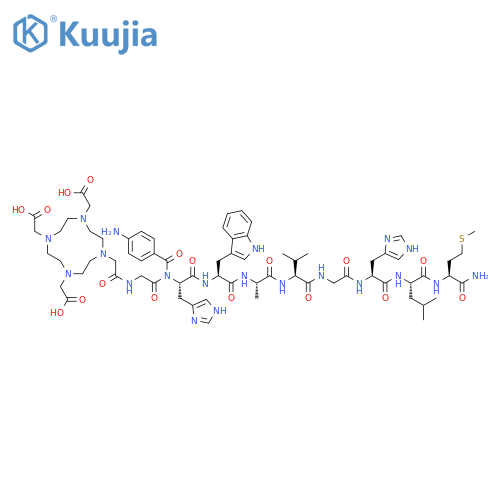 L-Methioninamide,N-[[4,7,10-tris(carboxymethyl)-1,4,7,10-tetraazacyclododec-1-yl]acetyl]glycyl-4-aminobenzoyl-L-histidyl-L-tryptophyl-L-alanyl-L-valylglycyl-L-histidyl-L-leucyl- structure