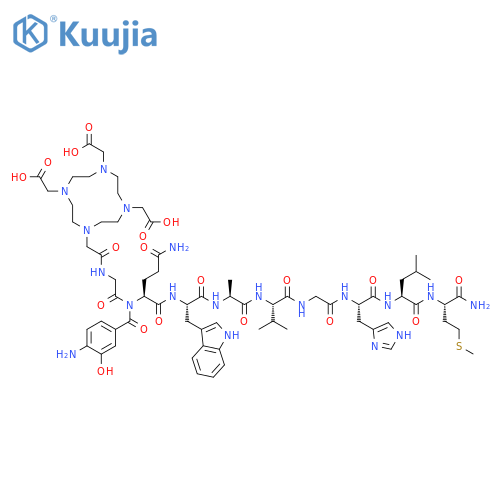 L-Methioninamide,N-[[4,7,10-tris(carboxymethyl)-1,4,7,10-tetraazacyclododec-1-yl]acetyl]glycyl-4-amino-3-hydroxybenzoyl-L-glutaminyl-L-tryptophyl-L-alanyl-L-valylglycyl-L-histidyl-L-leucyl- structure
