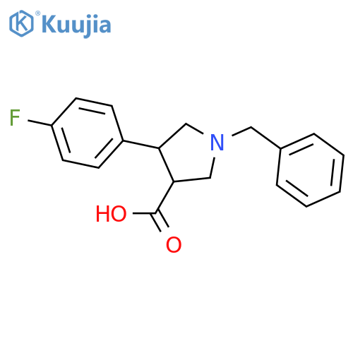 trans-1-benzyl-4-(4-fluorophenyl)pyrrolidine-3-carboxylic acid structure