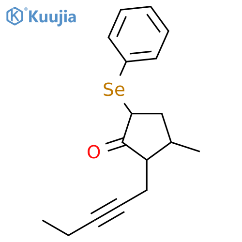 Cyclopentanone, 3-methyl-2-(2-pentynyl)-5-(phenylseleno)- structure