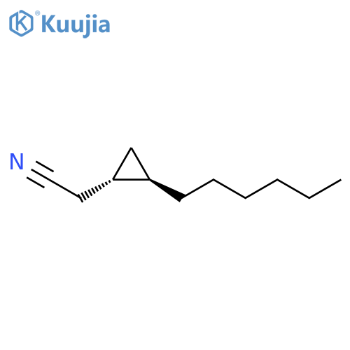 Cyclopropaneacetonitrile, 2-hexyl-, (1S,2R)- structure