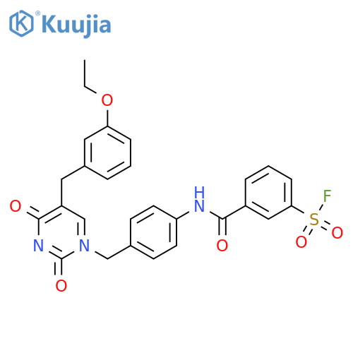 3-[(4-{[5-(3-ethoxybenzyl)-2,4-dioxo-3,4-dihydropyrimidin-1(2H)-yl]methyl}phenyl)carbamoyl]benzenesulfonyl fluoride structure