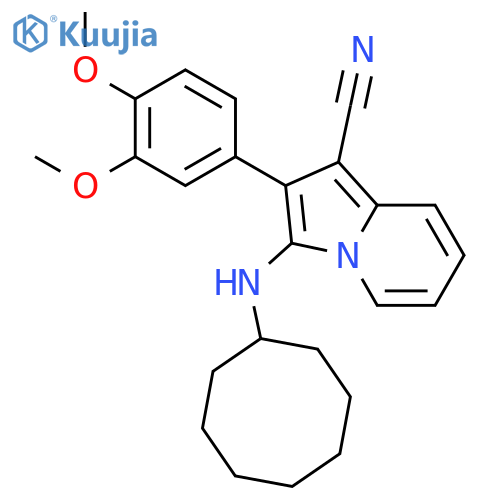 1-INDOLIZINECARBONITRILE, 3-(CYCLOOCTYLAMINO)-2-(3,4-DIMETHOXYPHENYL)- structure