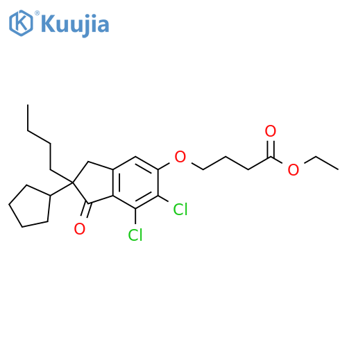 Butanoic acid, 4-[(2-butyl-6,7-dichloro-2-cyclopentyl-2,3-dihydro-1-oxo-1H-inden-5-yl)oxy]-, ethyl ester structure