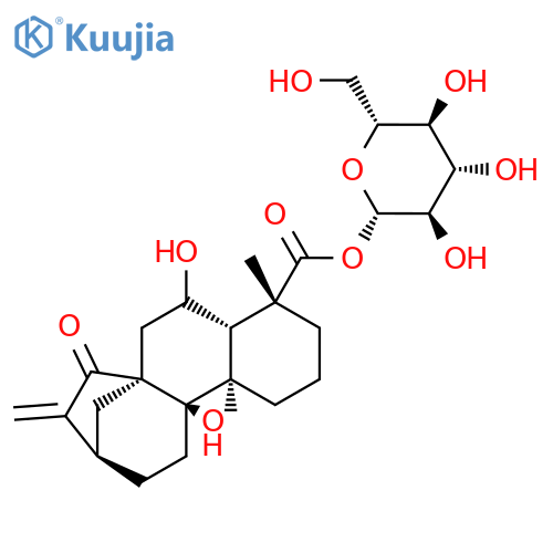 ent-6,9-Dihydroxy-15-oxo-16-kauren-19-oic acid beta-D-glucopyranosyl ester structure
