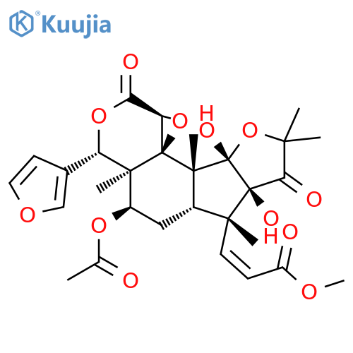 2-Propenoicacid,3-[(3S,3aS,4R,5aR,6R,6aR,9aS,9bR,9cR,10aS)-4-(acetyloxy)-3-(3-furanyl)dodecahydro-6a,9a-dihydroxy-3a,6,8,8,9b-pentamethyl-1,7-dioxo-3H-furo[3',2':4,5]cyclopent[1,2-f]oxireno[d]-2-benzopyran-6-yl]-,methyl ester, (2Z)- structure