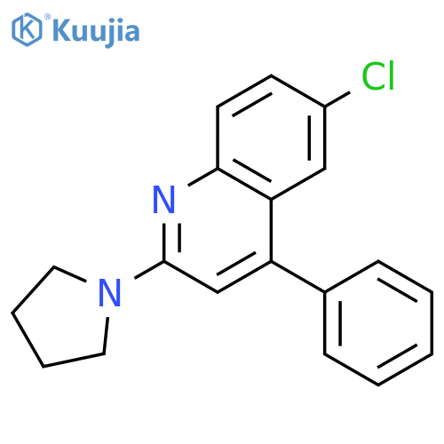 Quinoline, 6-chloro-4-phenyl-2-(1-pyrrolidinyl)- structure