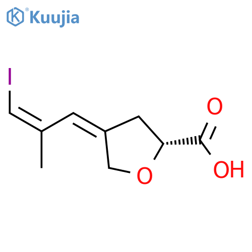 2-Furancarboxylic acid, tetrahydro-4-[(2Z)-3-iodo-2-methyl-2-propen-1-ylidene]-, (2R,4Z)- structure