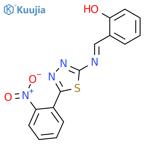 Phenol, 2-[[[5-(2-nitrophenyl)-1,3,4-thiadiazol-2-yl]imino]methyl]- structure