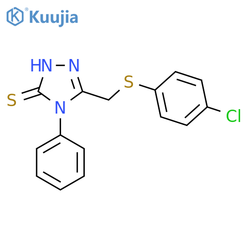 5-{[(4-Chlorophenyl)sulfanyl]methyl}-4-phenyl-4H-1,2,4-triazol-3-ylhydrosulfide structure