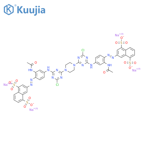 Tetrasodium;3-[[2-acetamido-4-[[4-[4-[4-[3-acetamido-4-[(4,8-disulfonatonaphthalen-2-yl)diazenyl]anilino]-6-chloro-1,3,5-triazin-2-yl]piperazin-1-yl]-6-chloro-1,3,5-triazin-2-yl]amino]phenyl]diazenyl]naphthalene-1,5-disulfonate structure