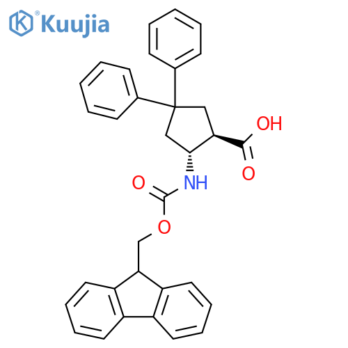 Cyclopentanecarboxylic acid, 2-[[(9H-fluoren-9-ylmethoxy)carbonyl]amino]-4,4-diphenyl-, (1R,2R)- structure