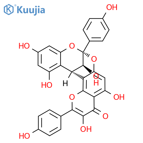 8,14-Methano-4H,14H-1-benzopyrano[7,8-d][1,3]benzodioxocin-4-one,3,5,11,13,15-pentahydroxy-2,8-bis(4-hydroxyphenyl)-, (8R,14S,15S)- structure