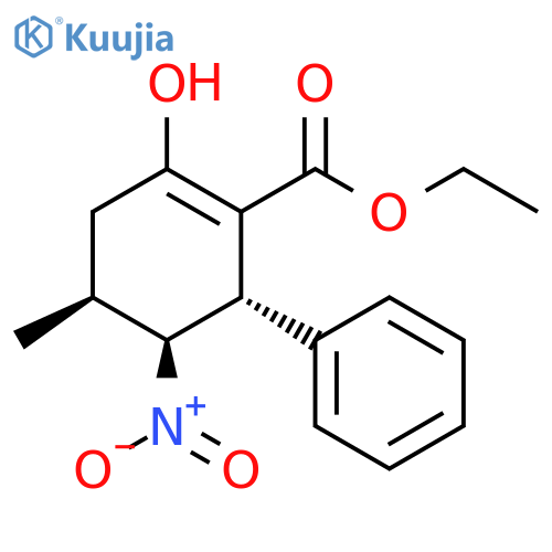 1-Cyclohexene-1-carboxylic acid, 2-hydroxy-4-methyl-5-nitro-6-phenyl-, ethyl ester, (4S,5S,6S)- structure