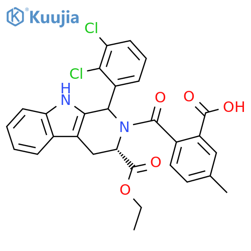 1H-Pyrido[3,4-b]indole-3-carboxylic acid, 2-(2-carboxy-4-methylbenzoyl)-1-(2,3-dichlorophenyl)-2,3,4,9-tetrahydro-, 3-ethyl ester, (3S)- structure