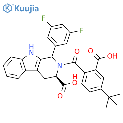1H-Pyrido[3,4-b]indole-3-carboxylic acid,2-[2-carboxy-4-(1,1-dimethylethyl)benzoyl]-1-(3,5-difluorophenyl)-2,3,4,9-tetrahydro-, (3R)- structure