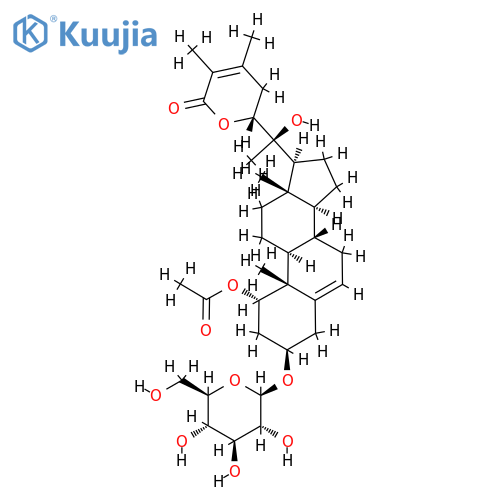 [22R,(+)]-1α-Acetyloxy-3β-[(β-D-glucopyranosyl)oxy]-20,22-dihydroxyergosta-5,24-diene-26-oic acid 26,22-lactone structure