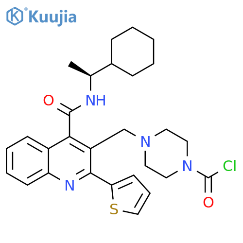1-Piperazinecarbonyl chloride, 4-[[4-[[[(1S)-1-cyclohexylethyl]amino]carbonyl]-2-(2-thienyl)-3-quinolinyl]methyl]- structure