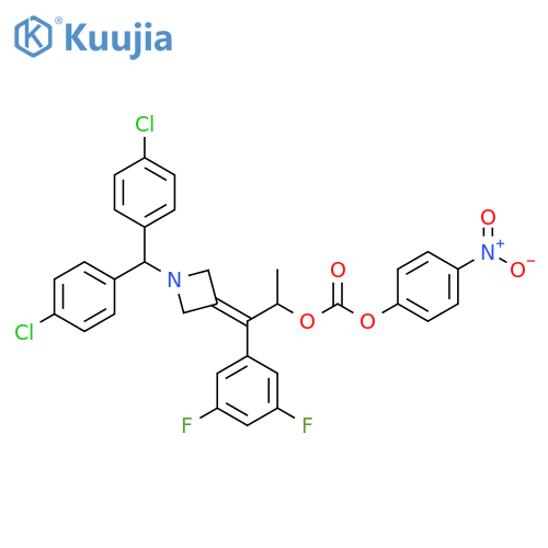 Carbonic acid, 2-[1-[bis(4-chlorophenyl)methyl]-3-azetidinylidene]-2-(3,5-difluorophenyl)-1-methylethyl 4-nitrophenyl ester structure