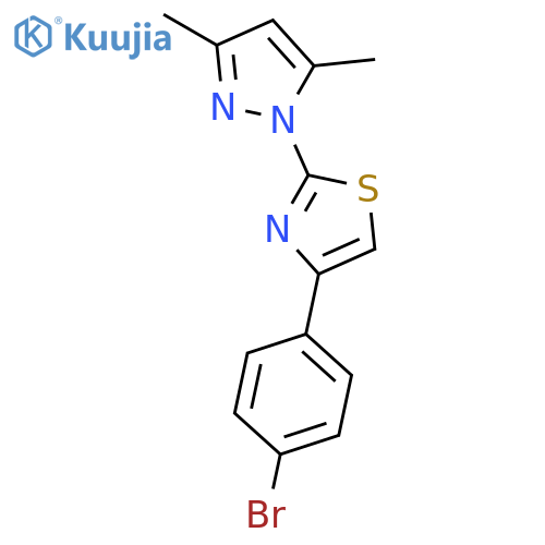 4-(4-bromophenyl)-2-(3,5-dimethyl-1H-pyrazol-1-yl)-1,3-thiazole structure