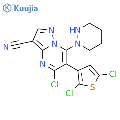 Pyrazolo[1,5-a]pyrimidine-3-carbonitrile,5-chloro-6-(2,5-dichloro-3-thienyl)-7-(tetrahydro-1(2H)-pyridazinyl)- structure