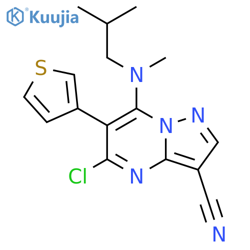 Pyrazolo[1,5-a]pyrimidine-3-carbonitrile, 5-chloro-7-[methyl(2-methylpropyl)amino]-6-(3-thienyl)- structure