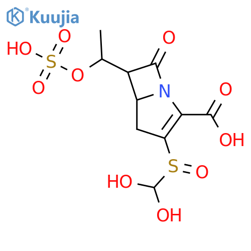(5R,6R)-3-[(Dihydroxymethyl)sulfinyl]-7-oxo-6-[(S)-1-(sulfooxy)ethyl]-1-azabicyclo[3.2.0]hept-2-ene-2-carboxylic acid structure