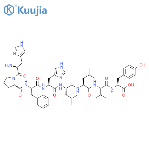 L-Tyrosine, N-[N-[N-[2-[[N-[N-(1-L-histidyl-L-prolyl)-L-phenylalanyl]-L-histidyl]amino]-4-methylpentyl]-L-leucyl]-L-valyl]-, (S)- (9CI) structure