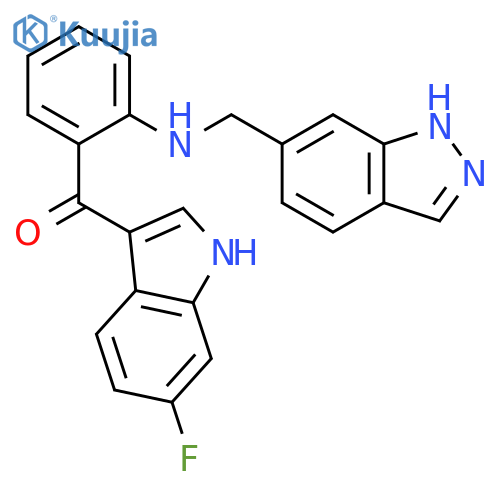 Methanone, (6-fluoro-1H-indol-3-yl)[2-[(1H-indazol-6-ylmethyl)amino]phenyl]- structure