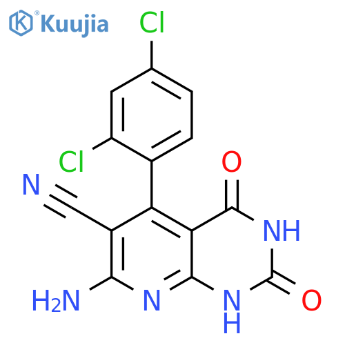 Pyrido[2,3-d]pyrimidine-6-carbonitrile, 7-amino-5-(2,4-dichlorophenyl)-1,2,3,4-tetrahydro-2,4-dioxo- structure