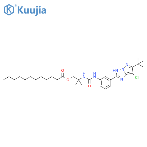 Dodecanoic acid,2-[[[[3-[7-chloro-6-(1,1-dimethylethyl)-1H-pyrazolo[1,5-b][1,2,4]triazol-2-yl]phenyl]amino]carbonyl]amino]-2-methylpropyl ester structure