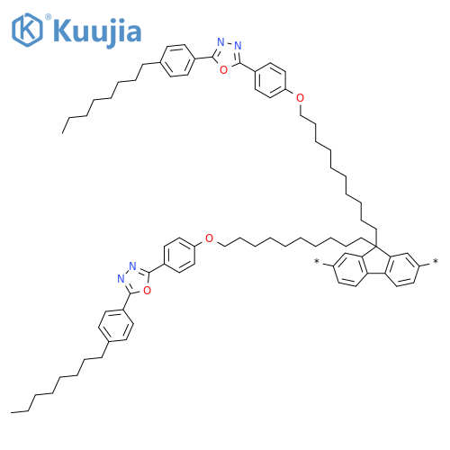Poly[9,9-bis[10-[4-[5-(4-octylphenyl)-1,3,4-oxadiazol-2-yl]phenoxy]decyl]-9H-fluorene-2,7-diyl] structure
