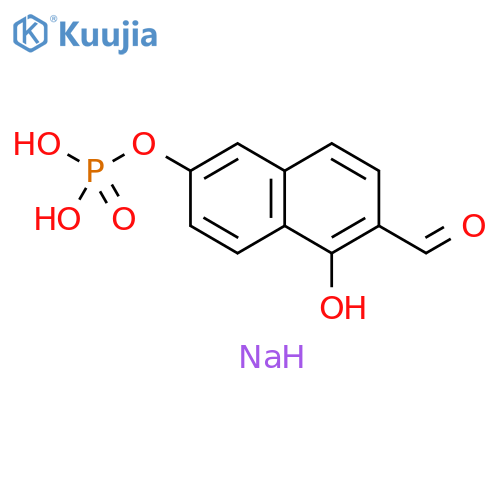 2-Naphthalenecarboxaldehyde, 1-hydroxy-6-(phosphonooxy)-, sodium salt (1:) structure