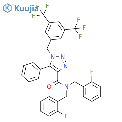 1H-1,2,3-Triazole-4-carboxamide, 1-[[3,5-bis(trifluoromethyl)phenyl]methyl]-N,N-bis[(2-fluorophenyl)methyl]-5-phenyl- structure