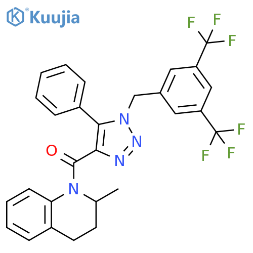 Methanone, [1-[[3,5-bis(trifluoromethyl)phenyl]methyl]-5-phenyl-1H-1,2,3-triazol-4-yl](3,4-dihydro-2-methyl-1(2H)-quinolinyl)- structure