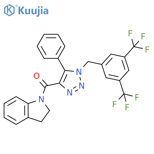1H-Indole,1-[[1-[[3,5-bis(trifluoromethyl)phenyl]methyl]-5-phenyl-1H-1,2,3-triazol-4-yl]carbonyl]-2,3-dihydro- structure