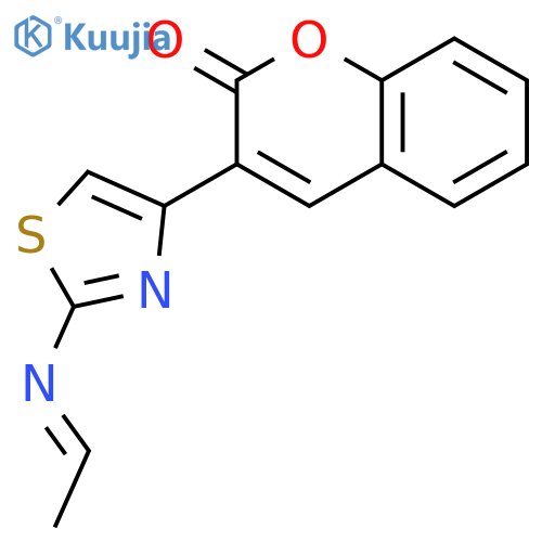 2H-1-Benzopyran-2-one, 3-[2-(ethylideneamino)-4-thiazolyl]- structure