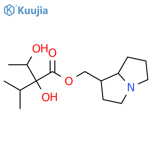 (1S,7aS)-hexahydro-1H-pyrrolizin-1-ylmethyl (2R,3S)-2,3-dihydroxy-2-(propan-2-yl)butanoate structure