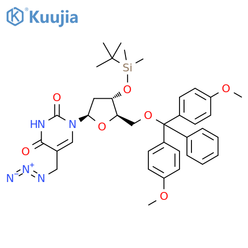 Thymidine,a-azido-5'-O-[bis(4-methoxyphenyl)phenylmethyl]-3'-O-[(1,1-dimethylethyl)dimethylsilyl]- structure