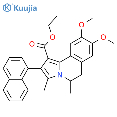 Pyrrolo[2,1-a]isoquinoline-1-carboxylic acid, 5,6-dihydro-8,9-dimethoxy-3,5-dimethyl-2-(1-naphthalenyl)-, ethyl ester structure