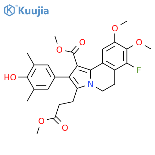 Pyrrolo[2,1-a]isoquinoline-3-propanoic acid, 7-fluoro-5,6-dihydro-2-(4-hydroxy-3,5-dimethylphenyl)-8,9-dimethoxy-1-(methoxycarbonyl)-, methyl ester structure