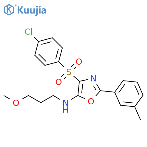 4-(4-chlorobenzenesulfonyl)-N-(3-methoxypropyl)-2-(3-methylphenyl)-1,3-oxazol-5-amine structure