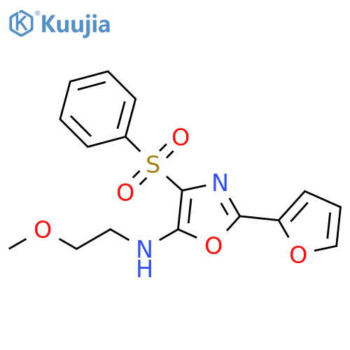 4-(benzenesulfonyl)-2-(furan-2-yl)-N-(2-methoxyethyl)-1,3-oxazol-5-amine structure